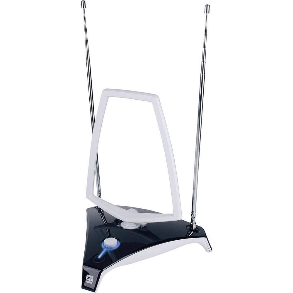 Antenne Full HDTV intérieure amplifiée de One for All avec d'Excellente Performance pour DVB-T TNT Numérique et Analogique TV Signaux - à 15km Range - avec Câble Coaxial - VHF/UHF - Gris - SV9360