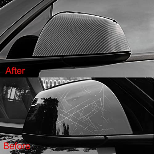2Pcs ABS Bright Carbon Fiber Style Rearview Mirror Cover Door Side Moulding Trim Exterior Accessories Compatible with Latest 2017-2024 2025 Tesla Model 3 Highland - Image 4