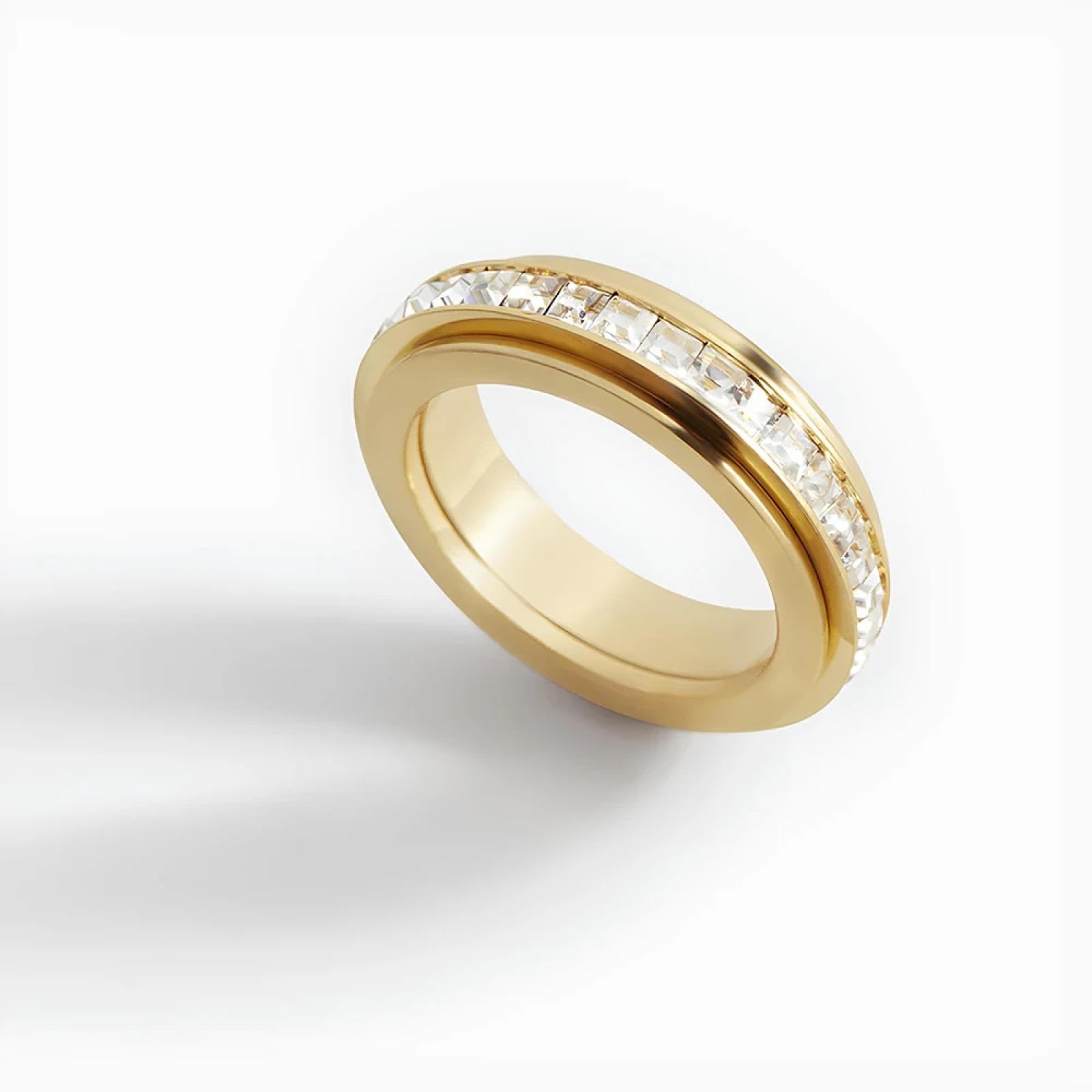 Ring Ringe Damen Bijouterie Herren Top Qualität Drehen Spinner Ringe Mit Zirkonia Einzigartige Gold Farbe Herren Schmuck Besten Freund