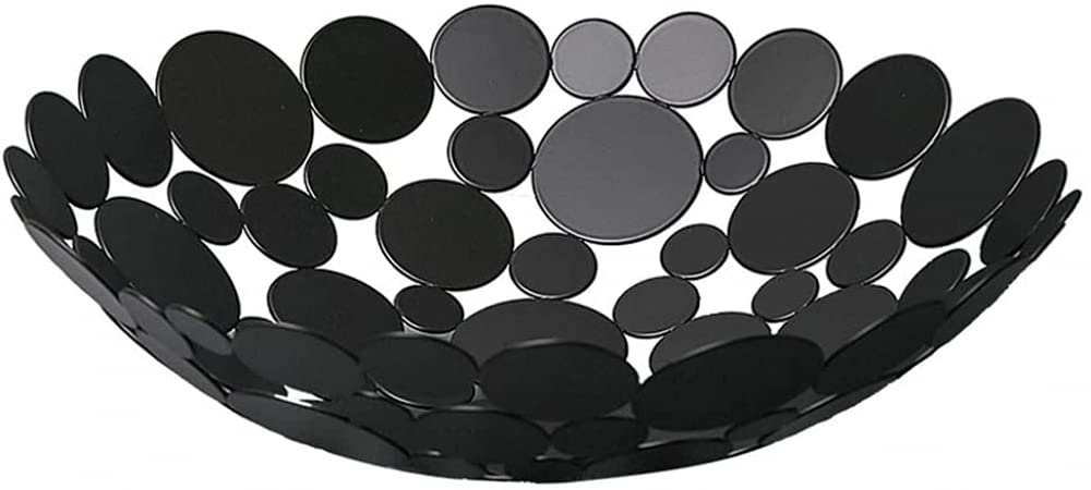 CNfhFRY fruit bowl， 1 Pcs Metal Basket Decorative Bowl for Fruit Counter Vegetable Holder Bread(Black)