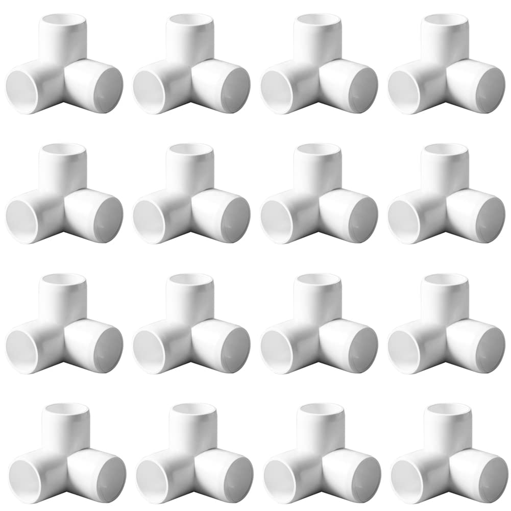 Raccordo a gomito a 3 vie in PVC da 2,5 cm, per mobili in grado di 90 gradi, raccordo angolare in PVC per mobili da costruzione, serra, raccordo per tende (confezione da 16)