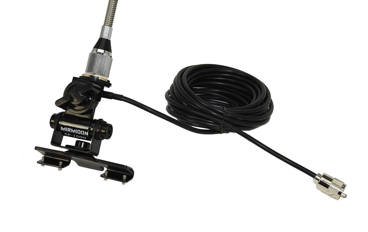 KILO-50V-KIT2 Antena movil con muelle y conector PL MACHO VHF 136-174 Mhz + soporte vehículo SP100 + cable antena BA55M