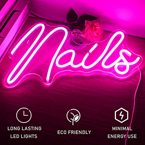 Image of Nail Neon Sign Pink Neon Light for Nail Salon Beauty Room Decor | Pink Aesthetic Decor, Manicure Studio, Vanity Spaces, Gift for Nail Artists, Beauty Lovers, Girls and Salon Owners