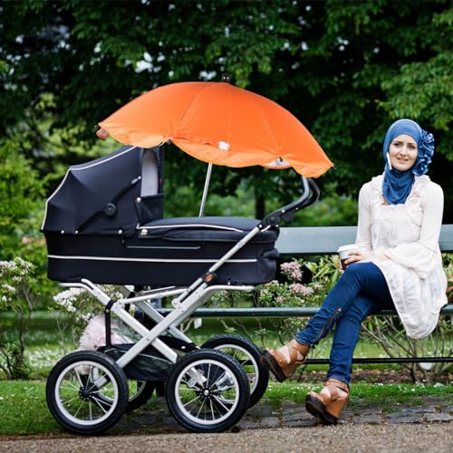 Universal Baby Stroller Clip Umbrella UV Adjustable Clamp Pram Pushchair Buggy Stroller Sun Shade, Orange, 78.00X66.00X66.00CM - Image 2