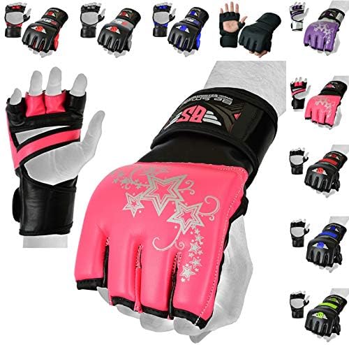 MMA Gloves, UFC Kickboxing Gloves, MMA Sparring Gloves, MMA Training Equipment, Fighting Gloves for Mixed Martial-Arts, MMA Training Gloves Adults Men & Women by BeSmart (Pink, Large)