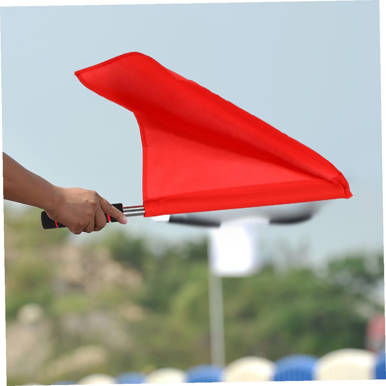Alipis Drapeaux de Signalisation Arbitre 3 Pièces Rouge Polyester Léger Drapeau de Course pour Football Athlétisme Compétition Sportive Extérieur