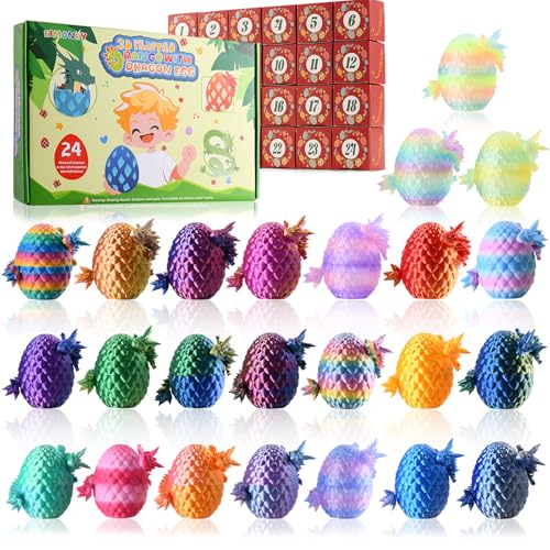 EIMONEY Advent Calendar 2026,24PCS 3D Printed Dragon Eggs with Dragon Inside,Movable Dragon...