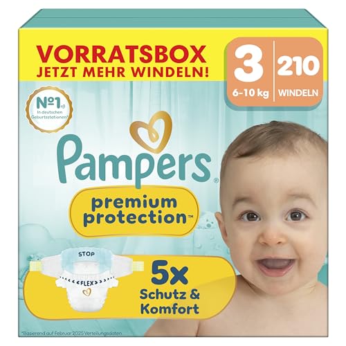 Pampers Premium Protection Größe 3 210 Windeln 6kg-10kg unser Nr. 1 Haut- und Auslaufschutz