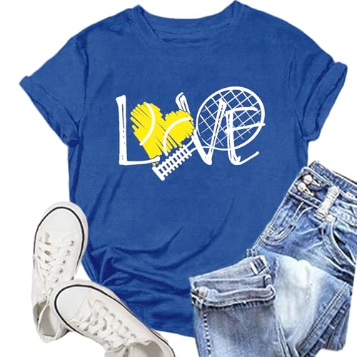 Baseball Shirt Women Funny Game Day T-Shirts Cute Baseball Heart Tee Tops