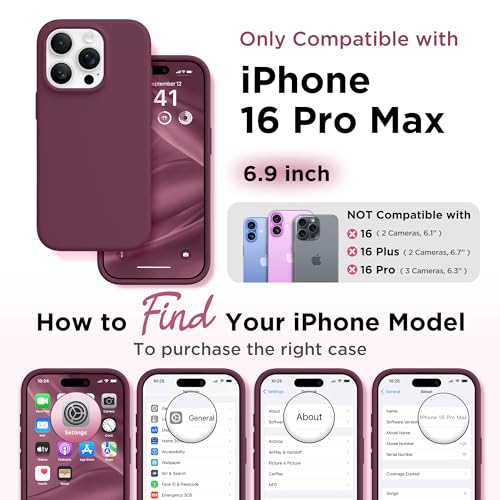 Image of GolbinBox Magnetic for iPhone 16 Pro Max Case, Silicone Cover, Wine Red