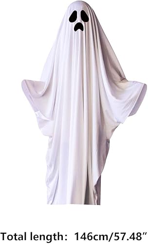 Miniatura 5 de STARLAN Capa de fantasma blanca de Halloween, traje de fiesta temática de fantasma, bata de fiesta con máscara para hombres y niños