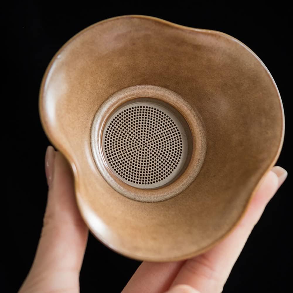 XIALON 3.9inch Chinese Pottery Tea Filter Lotus Leaf Shape Creative Strainer Kung Fu Tea Set