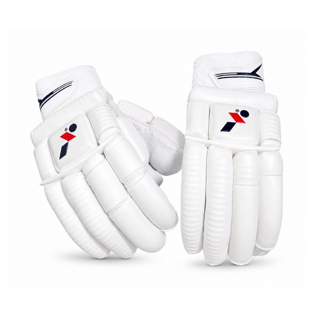 Anthlete Sausage Finger Cricket Batting Gloves | Sheep Leather Palm | Player Edition Levlon Leather | Breathable Palm | Adjustable Wrist Strap- Men Size, White (Right)-picture-30