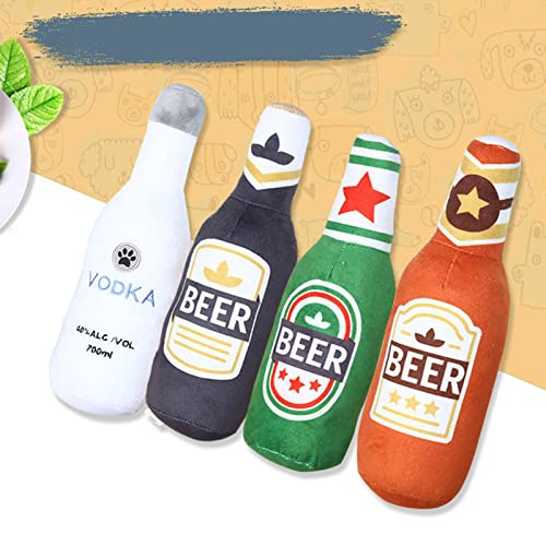 Oxxggkao Hübsches Quietschspielzeug für Hunde, kleine Bierflasche, interaktives Plüschtier- Tauziehen für mittelgroße und große Hunde, interaktiv für kleine Hunde-8
