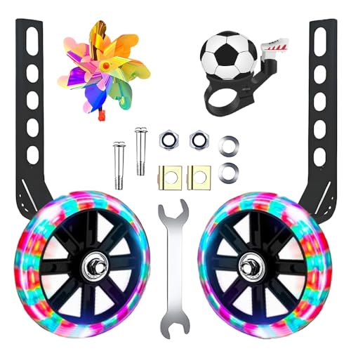 Image of Adjustable Training Wheels for Bike Fits 12 /14 /16 /18 /20 Inch Bikes Bicycle Training Wheels for Stabilizer Training,When the wheels touch the ground, they emit colored lights