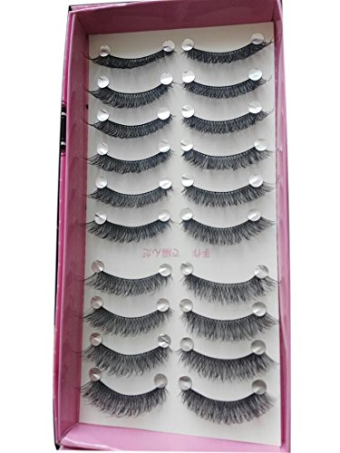 Bluelans® 10 Pairs Long Cross False Eyelashes Fake Thick Black Eye Lashes