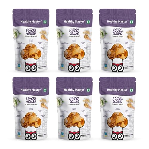 Image of Healthy Master Soya Chips Combo 600g (100g Each) Pack of 6 | Light & Crispy Healthy Chips | Gluten Free & Vegan I No Palm Oil, No Artificial Preservatives & Natural Ingredients I Healthy Snacks for Adults & Kids