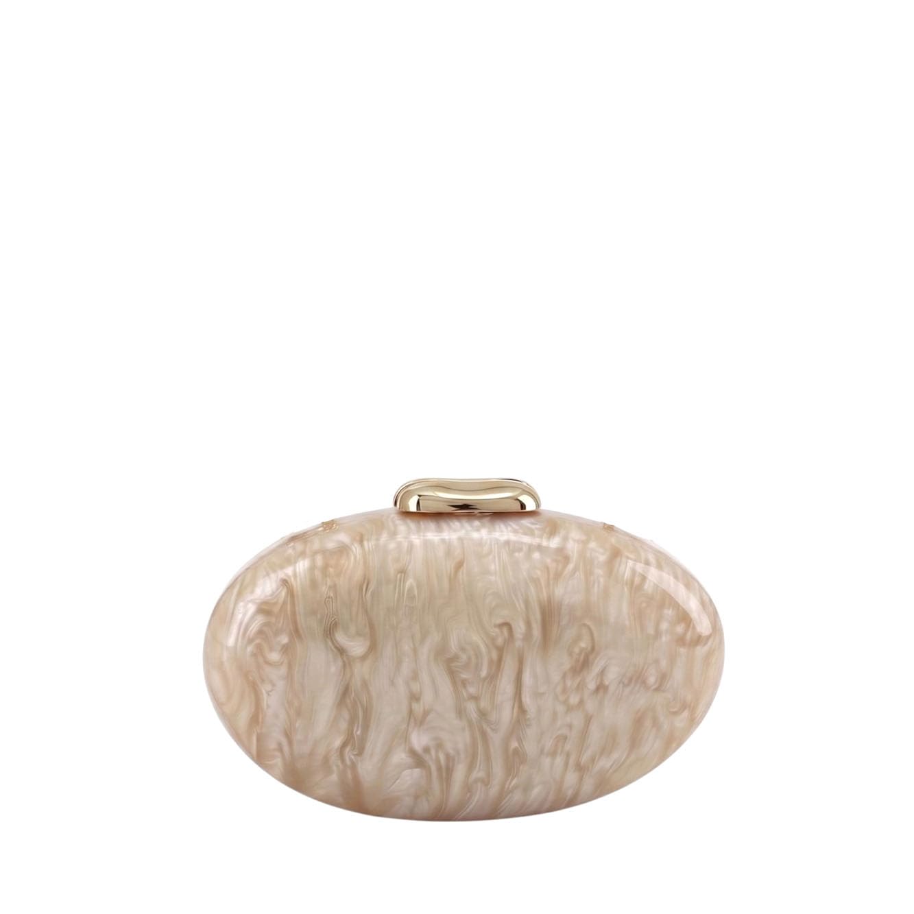MODELISA - Bolso de Fiesta Clutch Ovalado para Mujer de Mano con Cadena Desmontable para Bodas, Cócteles y Eventos