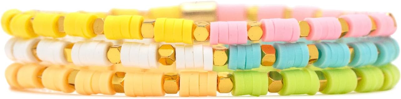 Pura Vida Bracelets Pack Coronado Vinyl Disc Stretch Bracelet Stack - Set of 3