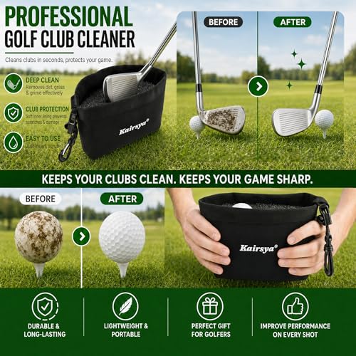 Kairsya Golf Club & Ball Cleaner Bag, 100% Leak-Proof Portable Golf Washer Pouch, Detachable Clip, Scratch-Free Microfiber Brush, Club Cleaning Kit & Groove Cleaner, Golf Gifts & Gear for Men Women - image 3