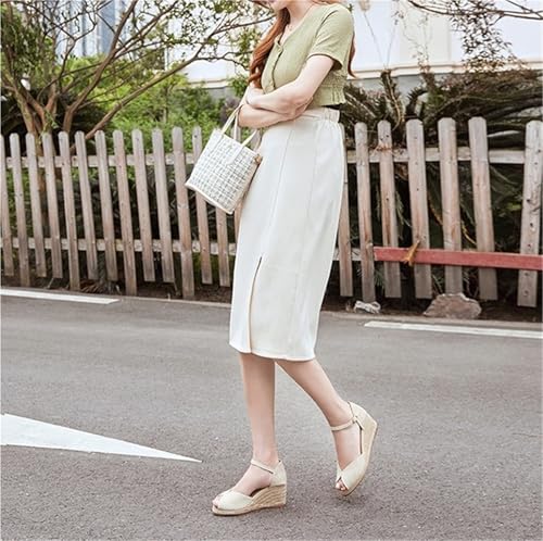 Elegance Canvas Wedges Peep Toe Sandals Shoes Women3