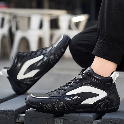 Explorer Hiking Shoes Soft Leather Slip On Shoes for Men Waterproof Casual Sneakers Non-Slip Breathable Chukka (Color : Black, Size : US11)4