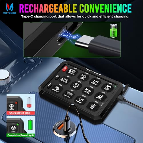 Image of MICTUNING P1S-AC RGB Wireless 12 Gang Switch Panel 433MHz 265FT Control