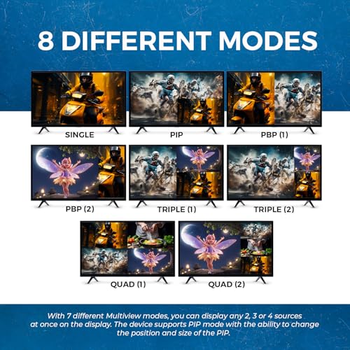 Image of OREI Quad Multi HDMI Viewer 4 in 1 Out HDMI Switcher 4 Ports Seamless Switcher and IR Remote Support 4K @ 30Hz 1080P for PS4 /PC /DVD /Security Camera, HDMI Switch VGA Output - HDS-401MV