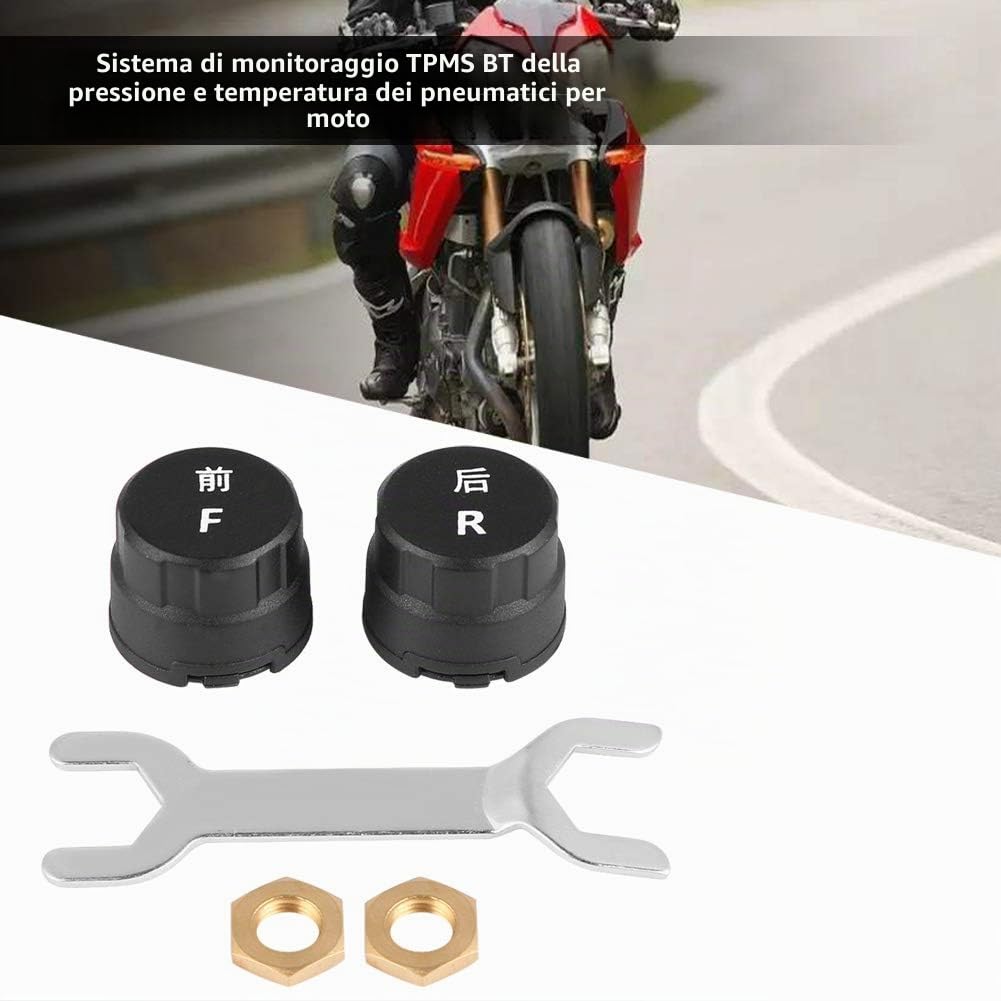 TPMS Monitor di pressione dei pneumatici IP67 Bluetooth per motocicletta compatibile con Android e iOS IP67