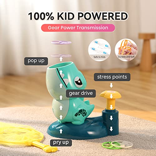 Dinosaur Flying Discs Rocket Launcher For Kids 4-8,Outdoor Activities Flying Butterfly Catching Game-Flying Saucer Dog Toy With 8 Spinner & 2 Catch Nets-Fun Family Outside Toys For Toddler 3 4 5 6 7 #TOP5