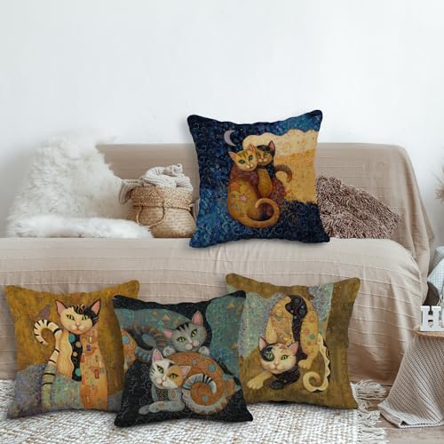 Housses de coussin en lin chat 45x45 cm SiuSue - 3
