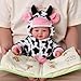 BABESIDE Baby Doll Girl - 17-Inch Soft Body Realistic Baby Doll with Blue Eyes and Cow Outfit Real Life Baby Dolls for 3 4 5 6 7 8 9 Years Girl Birthday Gifts, Pretend Play, Christmas & Collection