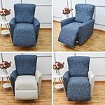 Eco-Ancheng Recliner Slipcovers 4-Pieces Recliner Chair Covers Lazy Boy Chair Covers Stretch Recliner Couch Covers Fitted Non Slip Reclining Slipcovers Furniture Protector for Recliner with Pocket - Image 4