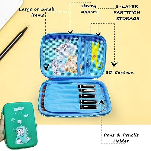 Image of FunBlast Dinosaur Pencil Pouches - Dinosaur Pencil Box for Boys, Hardtop EVA Pen & Pencil Pouch Bag Pencil Case, Multipurpose Zipper Pencil Case, Stationary Organizer
