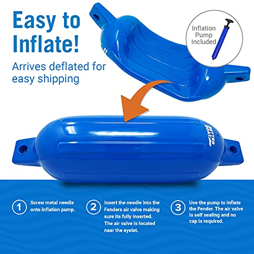 Image of Boat Fenders for Docking, 23 inch x 6.5 inch Inflatable Black Boat Bumpers