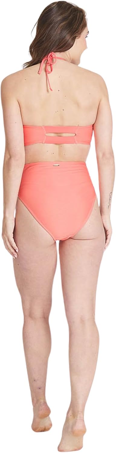Nine West Women’s Grapefruit Textured Bikini Separates Bandeau Top and High-Waist Bottom
