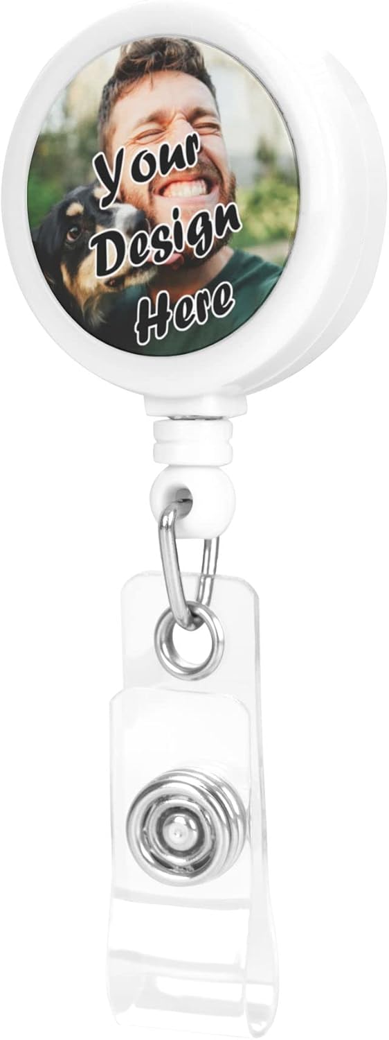 Personalized Retractable ID Badge Holder, Custom Badge Reel Alligator Clip with Photo, Logo, and Name - Ideal for Office Workers, Nurses, Doctors, Teachers, and Students - 20 Pack
