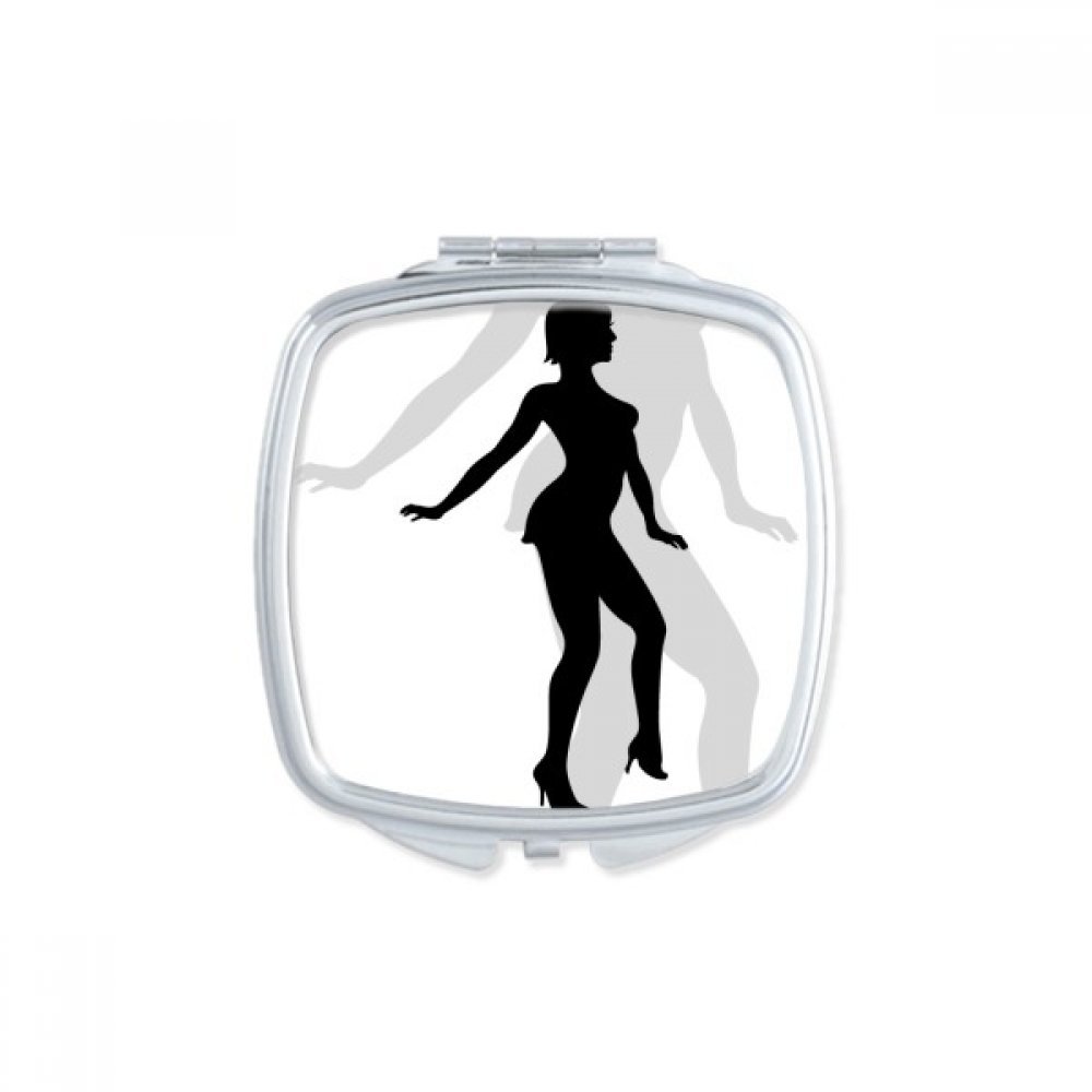 Miroir de poche femme silhouette danse carrée pour éviter le maquillage qui coule