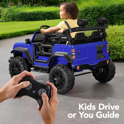 Image of Best Choice Products Kids 24V 2-Seater Electric Ride On Car Truck w / 132lb Weight Capacity, Parent Control, Bluetooth, LED Lights - Blue