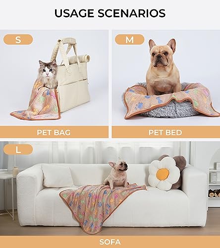 Image of luciphia 1 Pack 3 Blankets Super Soft Fluffy Fleece Pet Blanket Flannel Throw for Dog Puppy Cat Bone Small