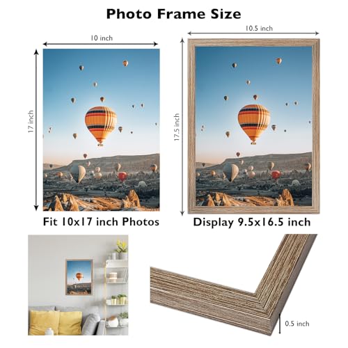 Image of JCJMY 10x17 Picture Frame Rustic Brown for Poster Photo Picture, Horizontal and Vertical Formats for Wall Hanging, 10 x 17 Wall Gallery Poster Photo Frame for 10 by 17 Photos Posters, Rustic Brown