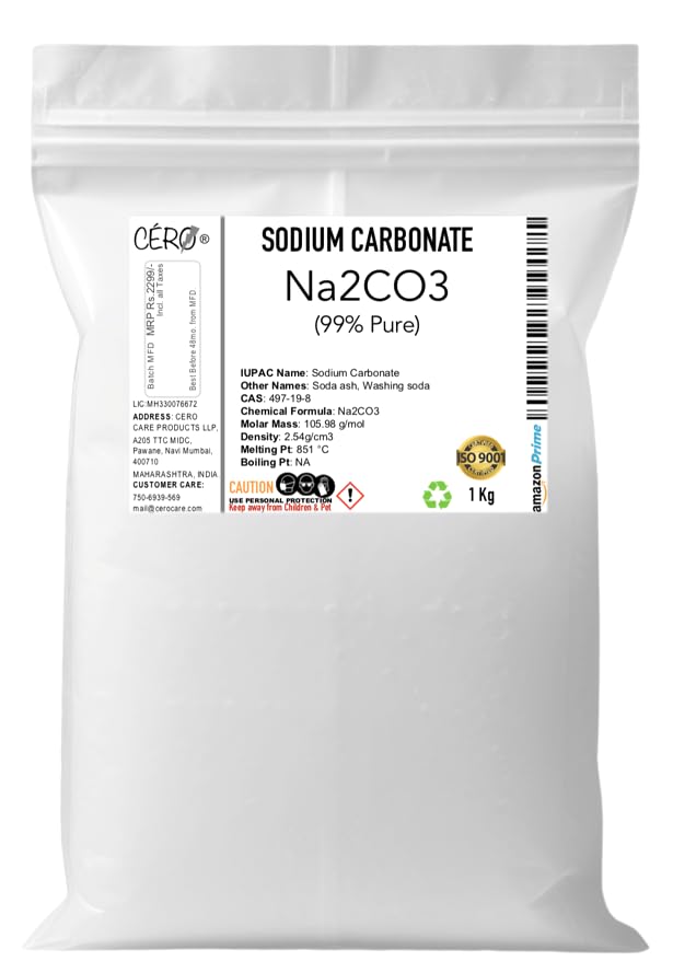 CERO ® SODIUM CARBONATE 99% Pure [Na2CO3] CAS: 497-19-8 (1 Kg) (B078836925) Amazon Price History, Amazon Price Tracker