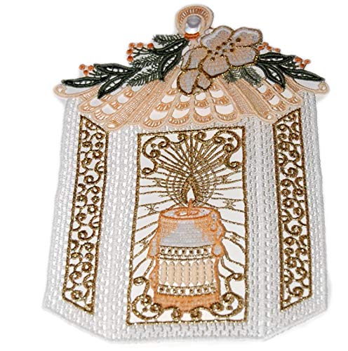 Plauener Spitze Fensterbild 17x25 cm + Saugnapf Weihnachten Advent...