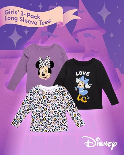 Disney Minnie Mouse Princess Girls Shirts - 3 Pack Long Sleeve Girls Graphic Tees for Toddler and Little Kid (Size 3T-7)2