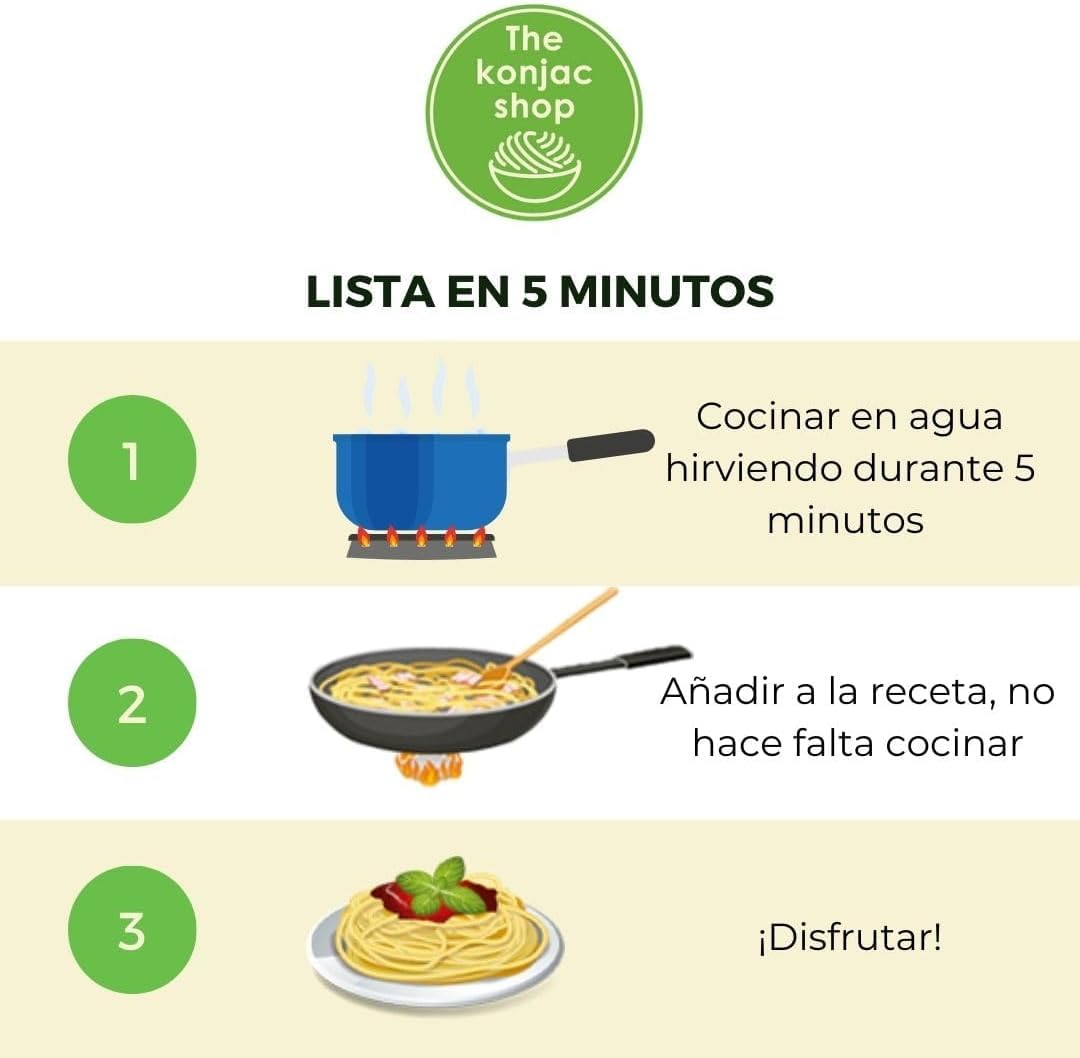 The Konjac Shop - Espaguetis de Judía Amarilla 200 g - Pasta Proteica, Sin Gluten, Baja en Calorías y Alta en Proteínas