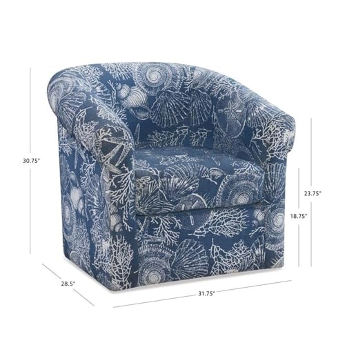 Sillón giratorio con tapizado azul y patrón marino miniatura 3