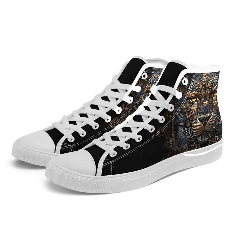 Unisex Fashion Skull High Top Sneakers Classic Lace-Up Canvas Shoes,Casual Cool Hip Hop Tennis Walking Shoes for Men Women2