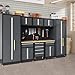 HPDMC Garage Storage Cabinet System 9-Pcs Workshop Set Garage Cabinets and Storage System with Steel Cabinet Drawers, Rolling Chest, Workbench, Pegboard for Garage Tool Organization, Black and Grey
