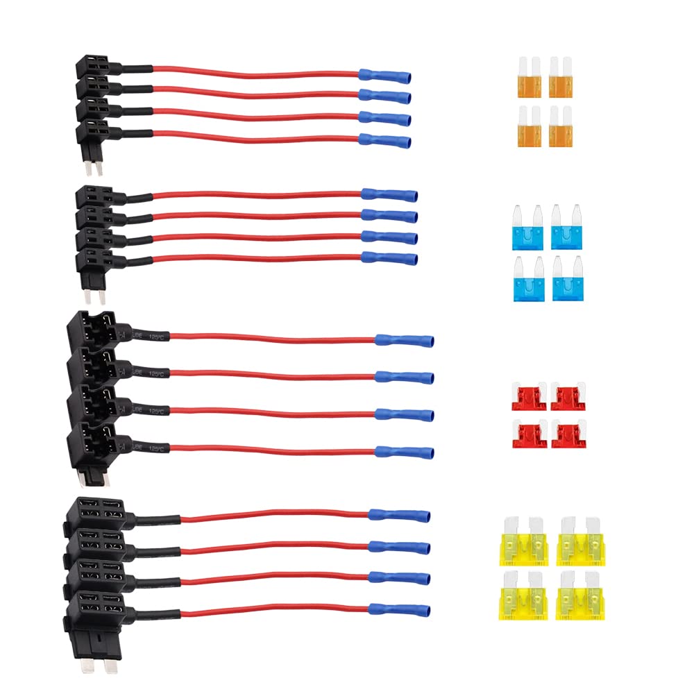 HIULLEN Standard Blade Fuse Adapter, 16 Pieces Car Fuse Adapter, Fuse