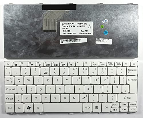 Réparer un clavier bloqué sur Acer Aspire One 532H-2730 avec la pièce Power4Laptops blanche UK